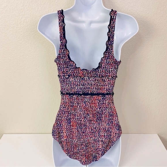 DKNY Ruffled Print One Piece Swimsuit Size 6 - Picture 4 of 9
